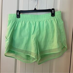 Athleta Mesh Racer Run 4” Short, Sz L, Bright Lime
